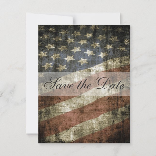 Patriotische Hochzeit der US-Flagge Save the Date (Vorderseite)