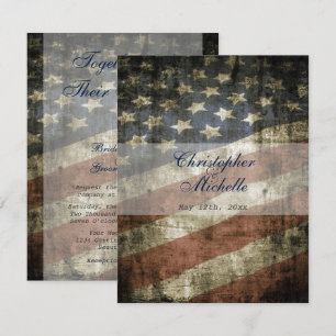 Patriotische Hochzeit mit amerikanischer Flagge Einladung
