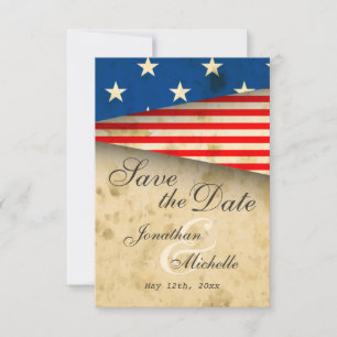 Patriotische Hochzeit unter Vintager amerikanische Save The Date