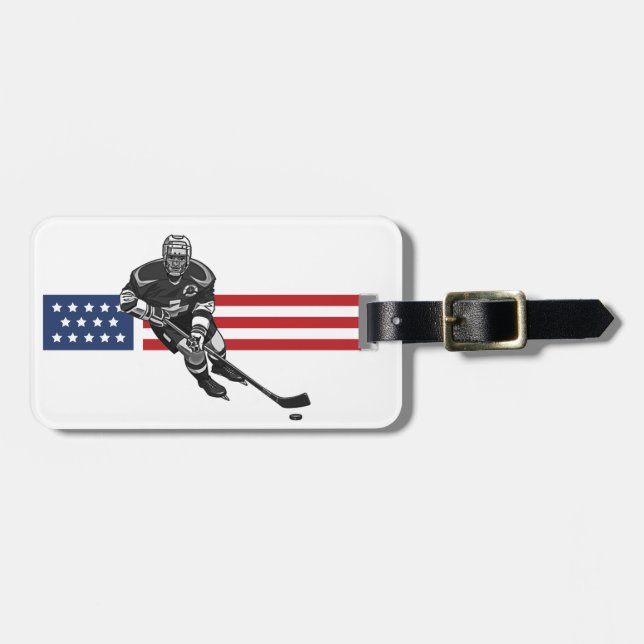 Patriotische Hockey Design-Gepäckmarken Gepäckanhänger (Vorderseite horizontal)