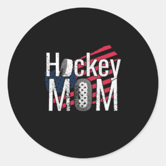 Patriotische Hockey-Mama mit amerikanischer Flagge Runder Aufkleber