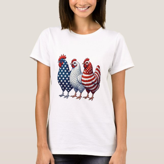 Patriotische Hühner T-Shirt (Vorderseite)