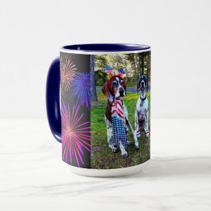 Patriotische Hunde & Feuerwerk-Feier-Kombitasse Tasse