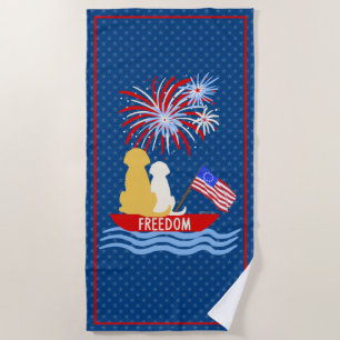 Patriotische Hunde Lass Freedom Ring Beach Handtuc Strandtuch