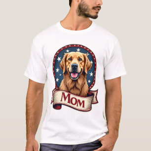 Patriotische Hunde-Mutter Golden Retriever Vintage T-Shirt