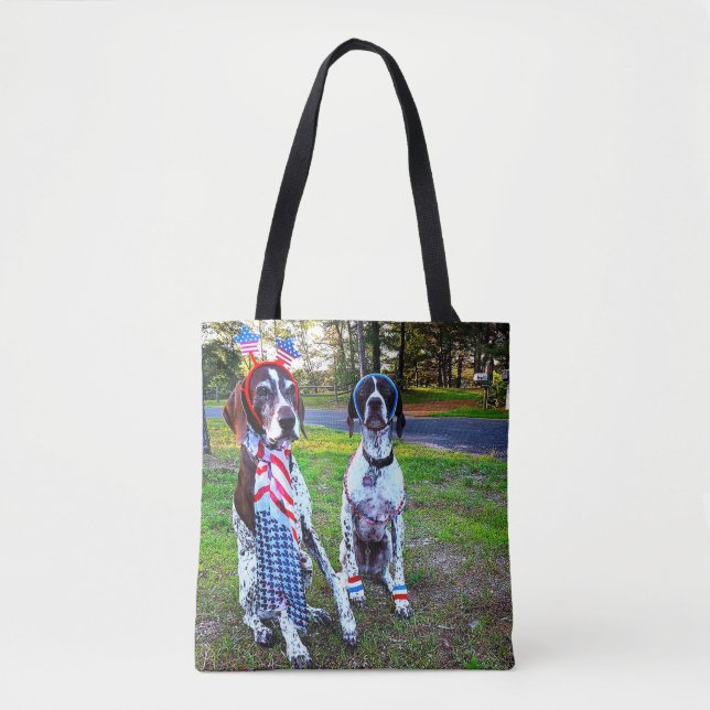 Patriotische Hunde und Feuerwerkskörper Mehrdruck- Tasche (Vorderseite)