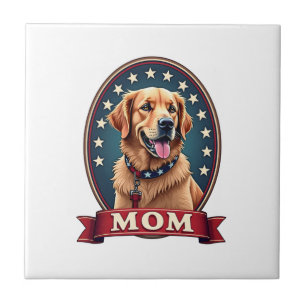 Patriotische Hundemutter Golden Retriever Vintage  Fliese