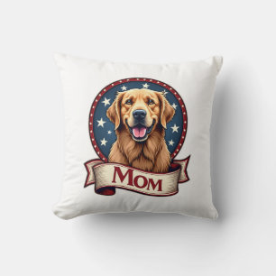 Patriotische Hundemutter Golden Retriever Vintage  Kissen