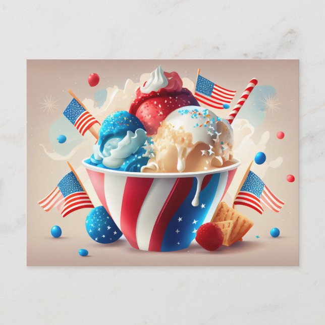Patriotische Ice Cream Dessert Postkarte (Vorderseite)