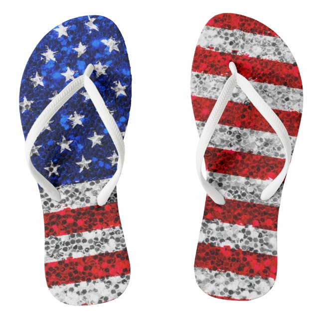 Patriotische Imitate Glitzer American Flag Stars S Flip Flops (Fußbett)