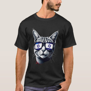 Patriotische Israel-Tabby-Katze israelische Flagge T-Shirt
