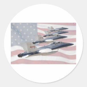 Patriotische Jets Runder Aufkleber