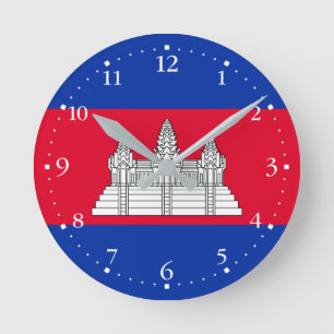 Patriotische kambodschanische Flagge Runde Wanduhr