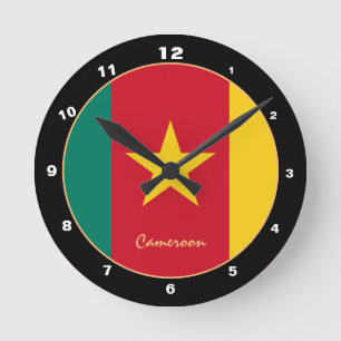 Patriotische Kamerunaflagge, Kamerun Zuhause / Des Runde Wanduhr