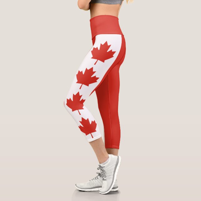 Patriotische kanadische Flagge Capri Leggings (Links)