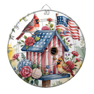 Patriotische Kardinäle & Blumen Americana Sommer Dartscheibe