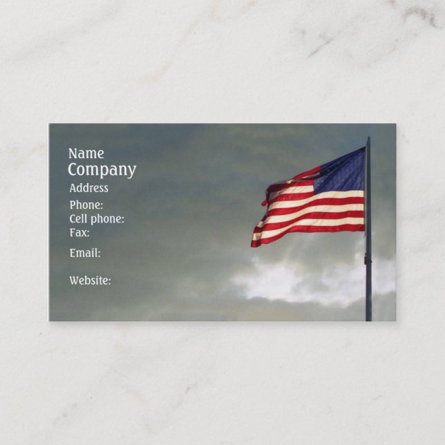 Patriotische Karte, amerikanische Flagge bei Sonne Visitenkarte (Vorderseite)