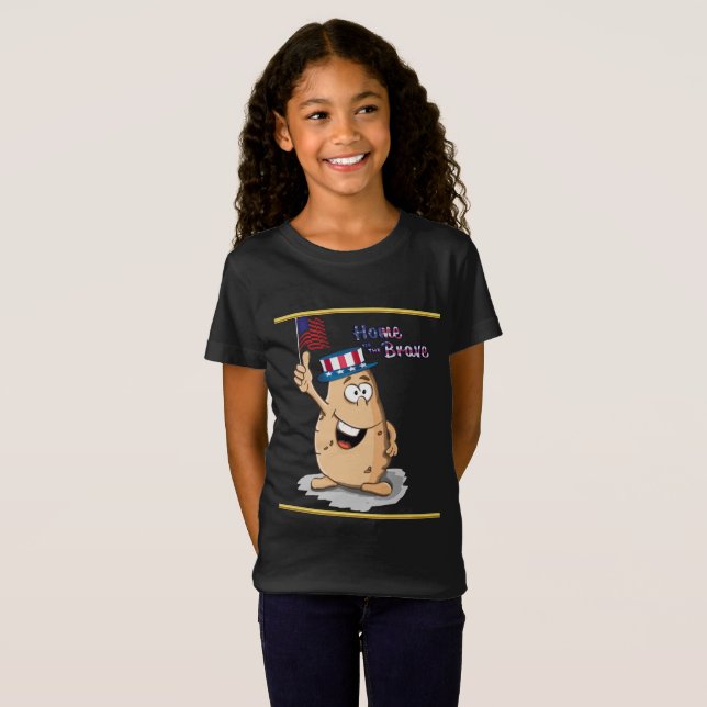 Patriotische Kartoffel mit amerikanischer Hut und  T-Shirt (Vorne ganz)