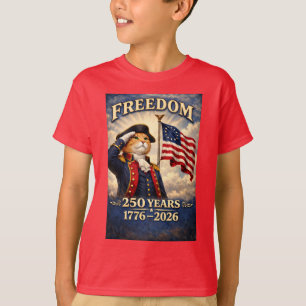 Patriotische Katze 250 Jahre 4. Juli Amerikanische T-Shirt