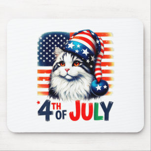 Patriotische Katze 4. Juli Amerikanische Flagge Fu Mousepad
