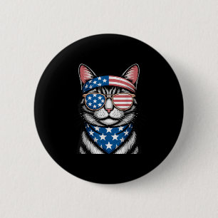 Patriotische Katze 4. Juli Amerikanische Flagge Mu Button