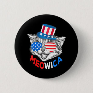 Patriotische Katze 4. Juli Amerikanische Flaggenmä Button