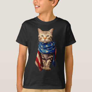 Patriotische Katze 4. Juli Männer USA Amerikanisch T-Shirt
