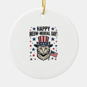 Patriotische Katze Meow-Morial Day Vintage Vektor Keramik Ornament