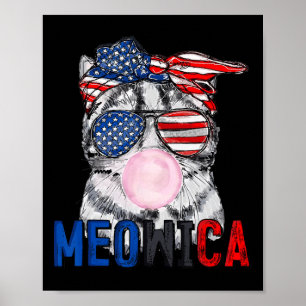 Patriotische Katze Meowica Bubble-Gum 4. Juli Lust Poster