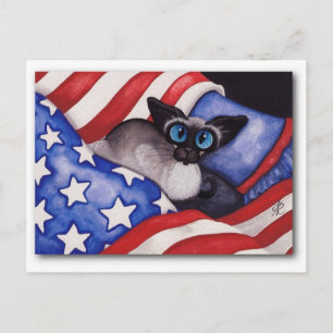 Patriotische Katze Postkarte