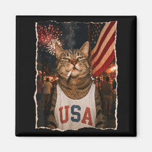 Patriotische Katze raucht Zigarette 250 Jahre zum  Magnet