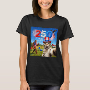 Patriotische Katze Selfie Bigfoot 250. Jubiläum T-Shirt