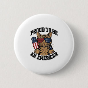 Patriotische Katze stolz, Amerikaner zu sein, Vint Button
