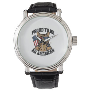 Patriotische Katze stolz darauf, amerikanisch zu s Armbanduhr