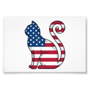 Patriotische Katze Vintage-Stich Vektor Design_1 Fotodruck