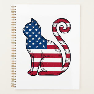Patriotische Katze Vintage-Stich Vektor-Design_1 Planer