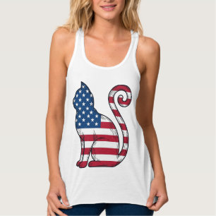 Patriotische Katze Vintage-Stich Vektor-Design_1 Tank Top