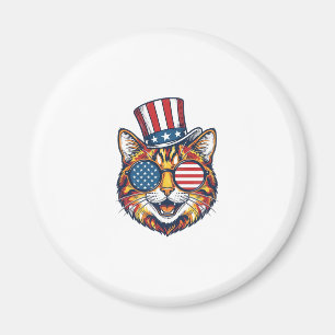 Patriotische Katze Vintage-Stickerei-Shirt-Design_ Magnet