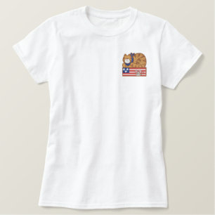Patriotische Katzenmaus USA Frauen bestickt Shirt