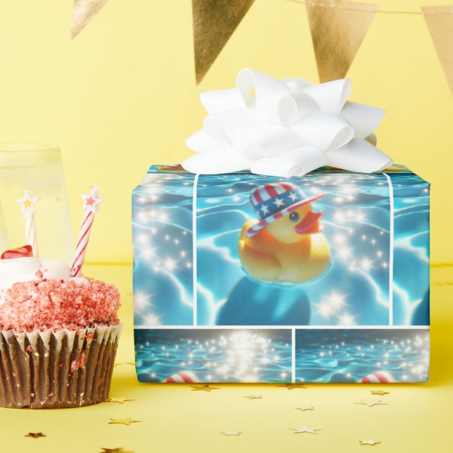 Patriotische Kautschukente in Pool Geschenkpapier (Geburtstagsparty)