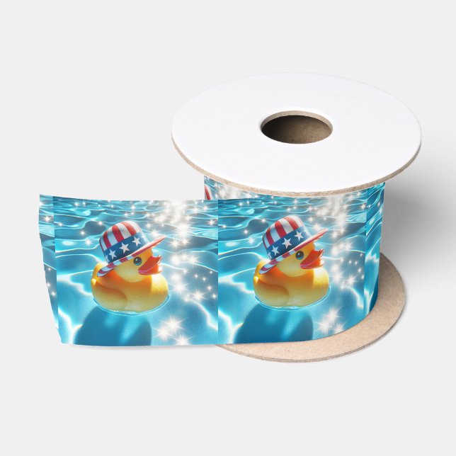 Patriotische Kautschukente in Pool Satinband (Spule)