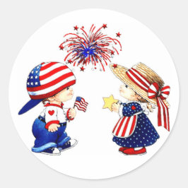 Patriotische Kinder Runder Aufkleber