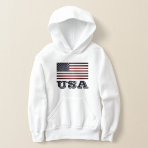 Patriotische Kinder unter US-Flagge ziehen Hoodie