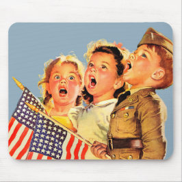 Patriotische Kinder Vintage Illustration der 40er  Mousepad