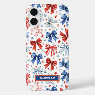 Patriotische Kokette Schleifen Monogramm iPhone 16 Plus Hülle