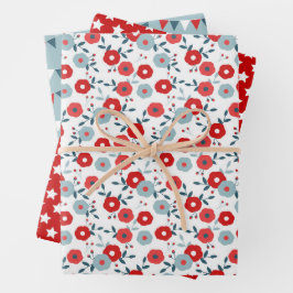 Patriotische koordinierende Druckverpackungspapier Geschenkpapier Set