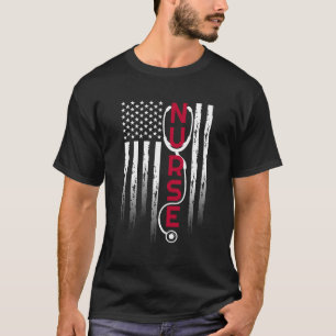 Patriotische Krankenschwester mit Flaggenstethosko T-Shirt