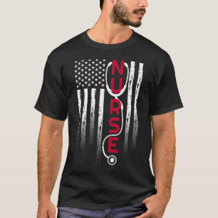 Patriotische Krankenschwester mit Flaggenstethosko T-Shirt