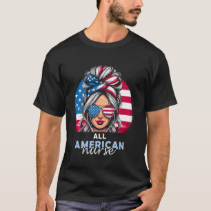 Patriotische Krankenschwester Unordentlicher Knote T-Shirt