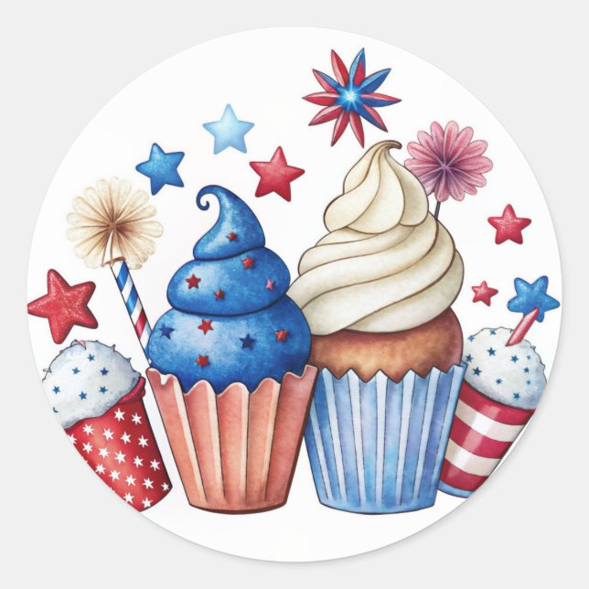 Patriotische Kuchen Runder Aufkleber (Vorderseite)